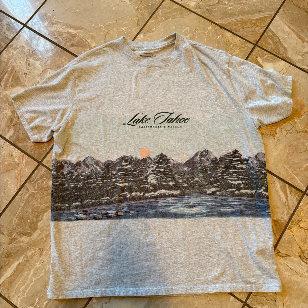 Abercrombie & Fitch Lake Tahoe Graphic Tee - Gray